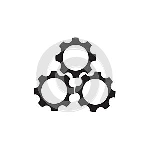 Three cog machine symbol logo vector