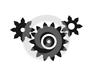 Three cog wheel gears vector icon