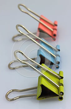 Three color clips for papers