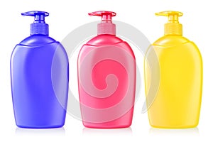 Three color plastic bottles