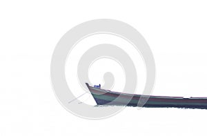 Three color striped fishing boat on a white background and