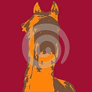 Three color vector horses - each of them on a different colors background - horse with outline stroke