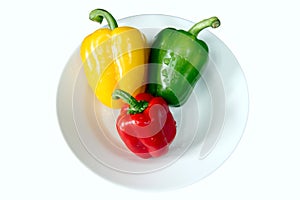 Three colored bell pepper.