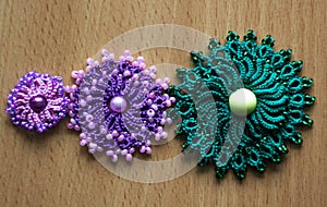Three colored lace elements