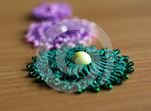 Three colored lace elements