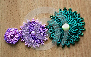Three colored lace elements