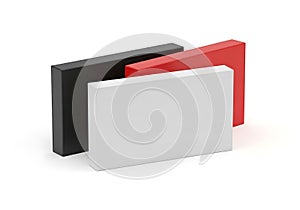 Three colored rectangular blocks isolated on white background