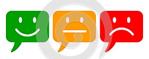 Three colored smilies, set smiley emotion, by smilies, cartoon emoticons icon - for stock