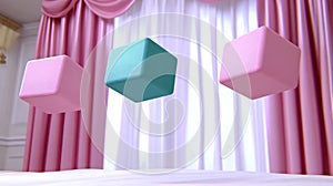 Floating Pastel Cubes in a Dreamlike Setting