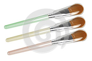 Three Colorful Cosmetic Brushes