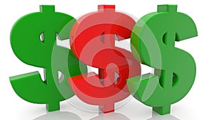 Three colorful dollar signs