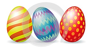 Three colorful Easter eggs