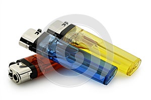 three colorful lighters