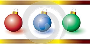 Three colorful ornaments