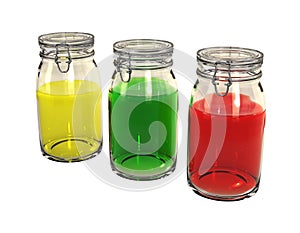 Three colorful preserving jars photo