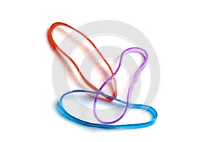 Three colorful rubber bands