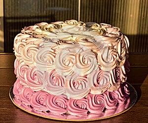 Three colour cake pink bithday