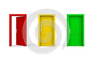 Three Coloured Doors - Open Red