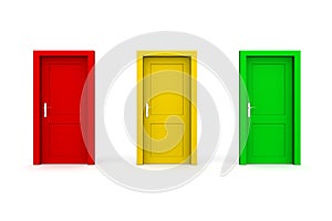 Three Coloured Doors - Red, Yellow, Green