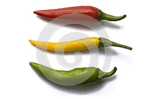 Three coloured peppers