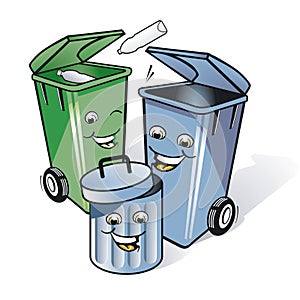 Three comic trash cans photo