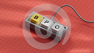 Three Computer keyboard keys with the letters BPO.