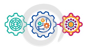 Three Connected Gears, Collaborative Workflow Vector Graphic, vector design Generative AI