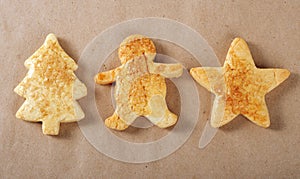Three cookies on parchment