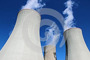 Three cooling concrete towers of power plant