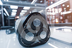 Three-core high-voltage cable with cutaway insulation