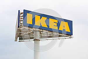 A three-cornered ikea sign