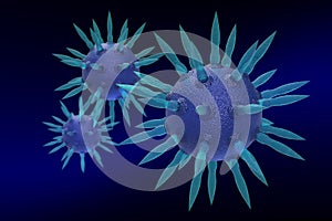 Three Coronavirus blue. 3d render