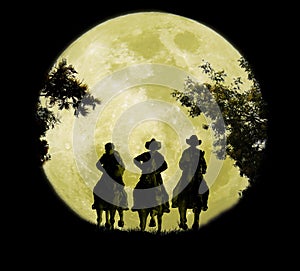 Three Cowboys Under The Moonrise