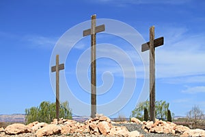 Cottonwood, Arizona: Three Wooden Crosses photo