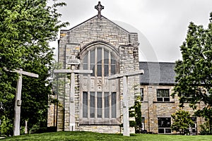 Three Crosses at Baker Memorial United Methodist Church in Saint Charles, Illinois