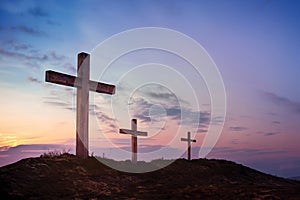 Three crosses on Golgotha\'s hill
