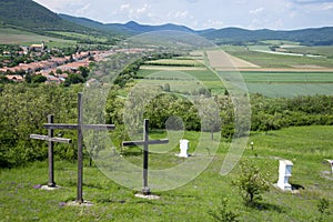 Three crosses in Hercegkut calvary hill, Hungary