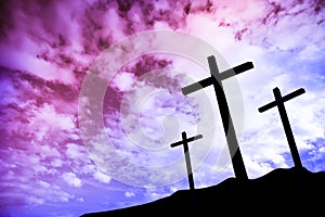 Three crosses on a hill photo