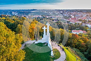 Three crosses hill in Vilnius aerial