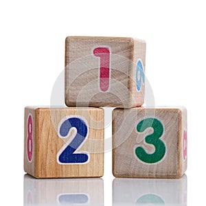 Three cubes with digits 123