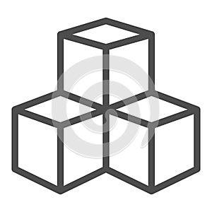 Three cubes of program data line icon, neural network concept. Vector graphics. Database storage, data training sign on