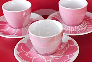 Three cup and saucer