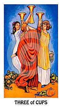 Three of Cups Tarot Card Emotional Growth and Development Celebration Weddings Toasts Friends