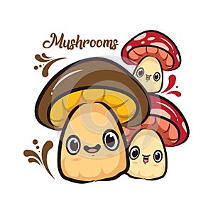Three Cute Character Design Mushrooms photo