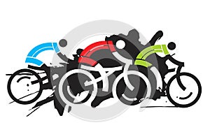 Three cyclist racers photo