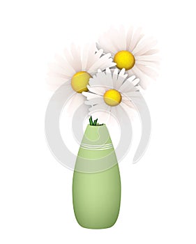 Three Daisies in a Green Vase