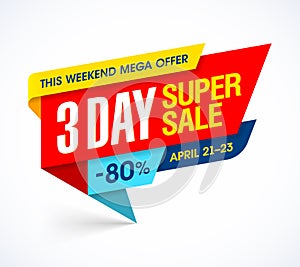 Three days super sale special offer banner