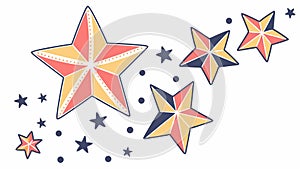 Three decorative stars celestial design element, vector design Generative AI photo