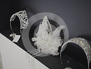 Three decorative wedding tiaras with crystals