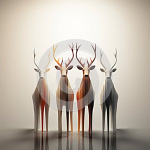 three deers standing in front of a white background